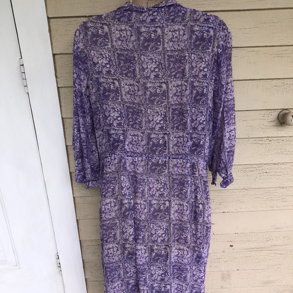 MYNETTE purple white floral vintage 3/4 sl. dress - Picture 7 of 7